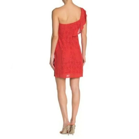 Cupcakes and cashmere NWT Aresa ruffle one shoulder mini lace dress woman size 2 - Picture 2 of 10